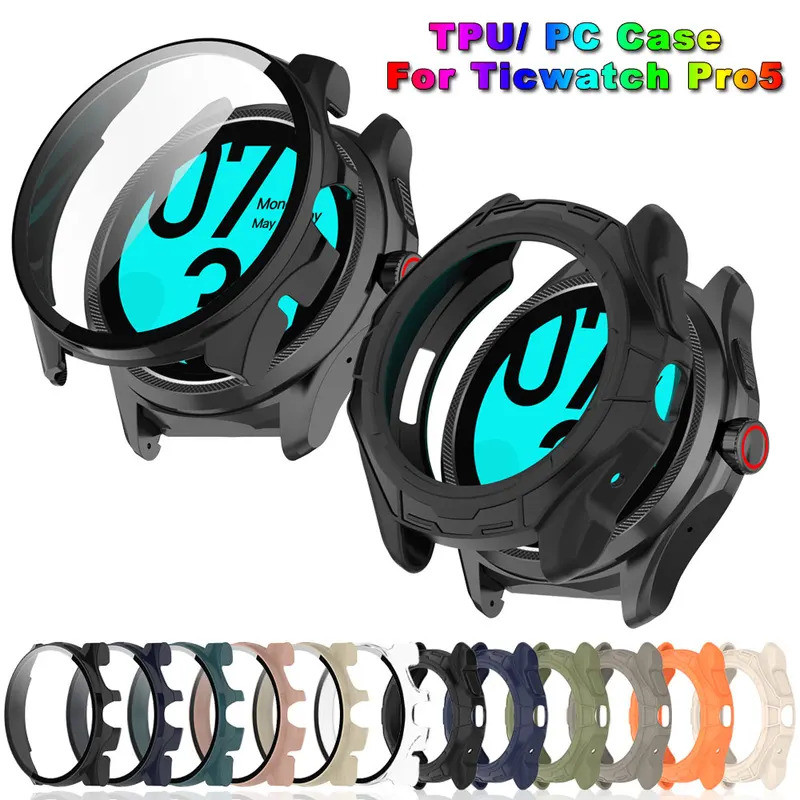 Soft PC/TPU สําหรับ Ticwatch Pro 5 เปลือกป้องกันกรอบกันชนสําหรับ Ticwatch Pro5 สมาร์ทนาฬิกา Protecto