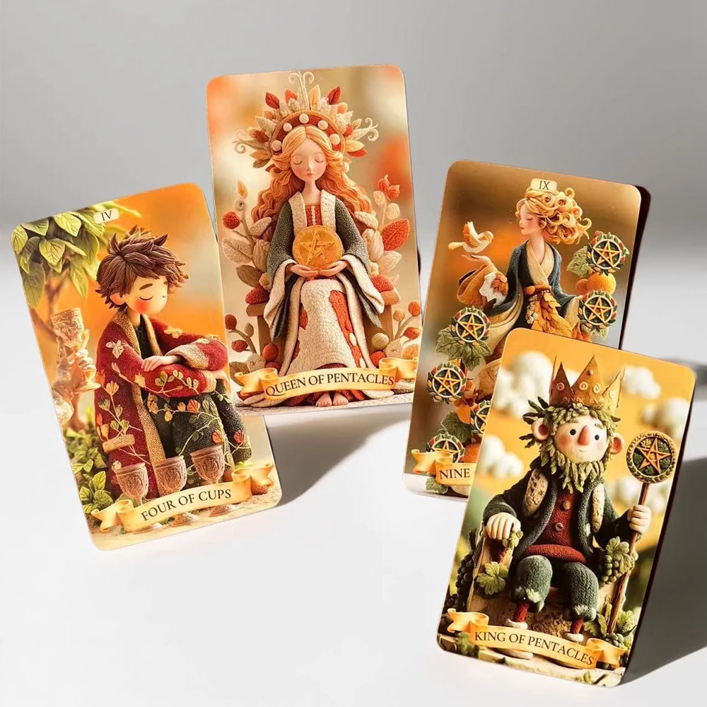 78 ชุดไพ่ทาโรต์, 13x8 ซม. The Clay Arcana ไพ่ทาโรต์เกม, จากโคลนถึงวิญญาณ, การเดินทางลับทํามือ, เริ่มต้นพร้อมคู่มือกระดาษ - รูปที่ 6