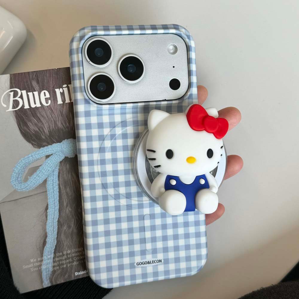 เคสโทรศัพท์น่ารัก 17ProMax พร้อมที่ยึดแม่เหล็ก hello kitty เข้ากันได้กับ iPhone 16ProMax 15ProMax