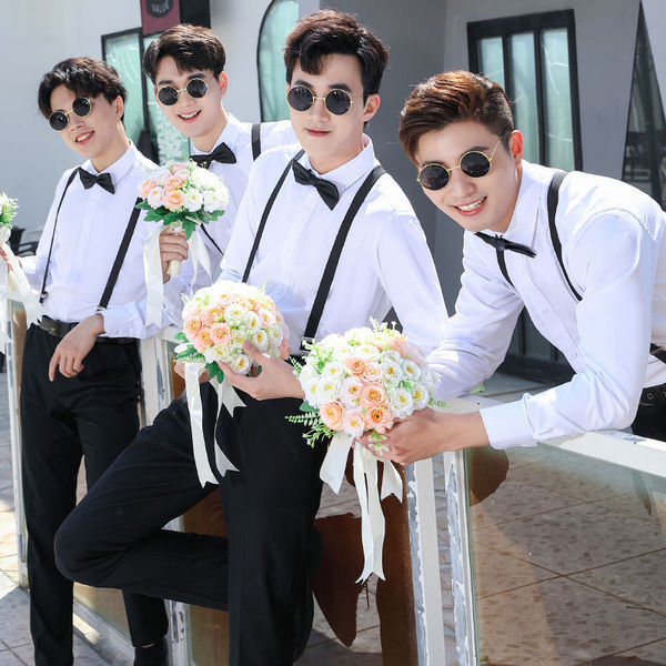 เสื้อเชิ้ตผู้ชาย แขนยาว gq official store Shanli Dadi Groomsmen ชุดพี่น้องสำหรับงานแต่งาน ออกแบบมาให