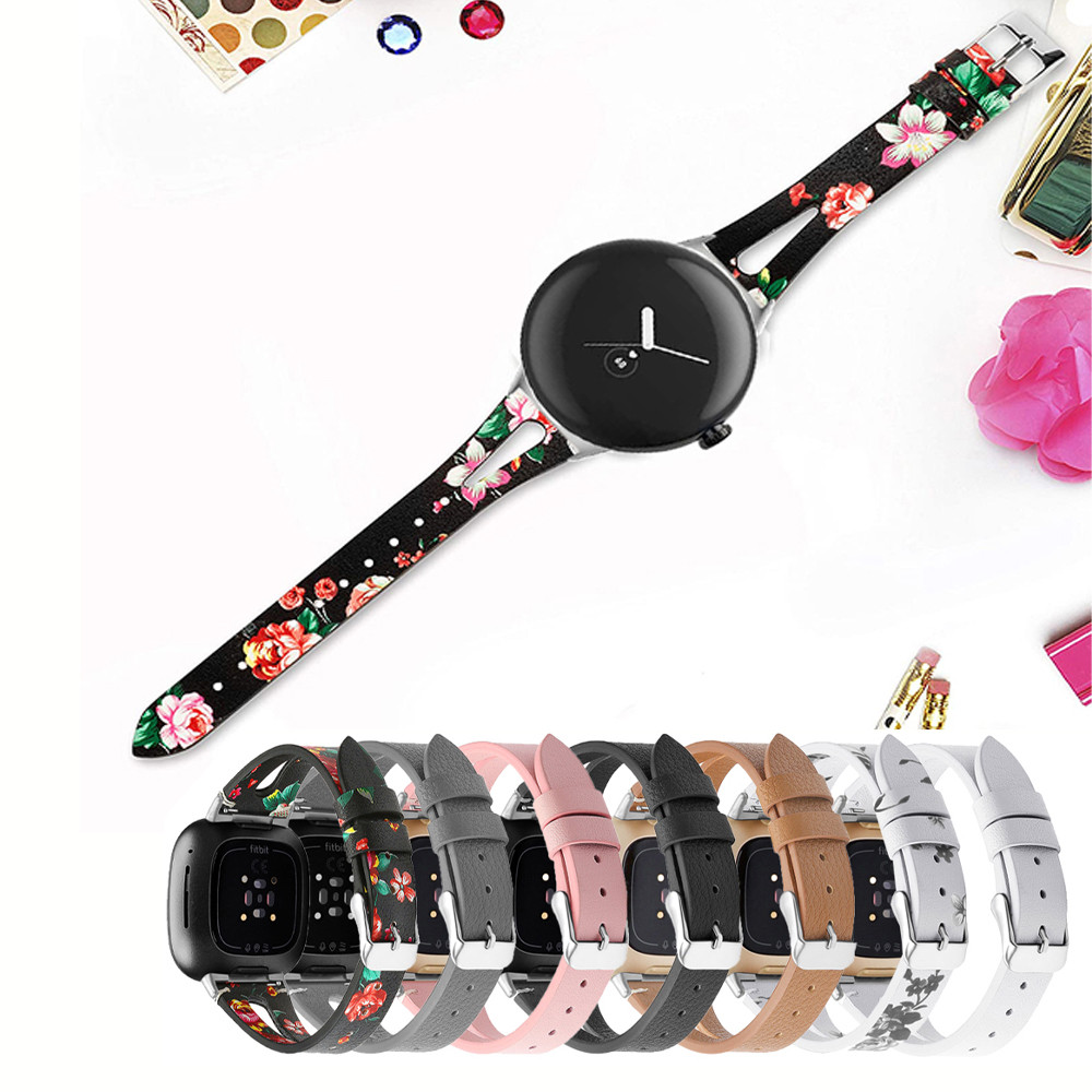 Compatible with Google Pixel Watch 2 strap ultra-thin retro leather strap replacement for women's wr