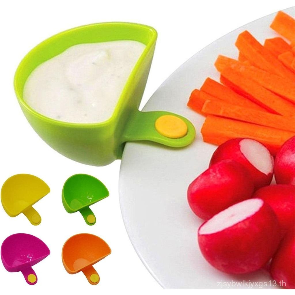4 Pcs Dip Clip Bowls For Plate,Plate Clip-on Holder,Spices Dip Container Bowl,Plastic Condiment Bowl