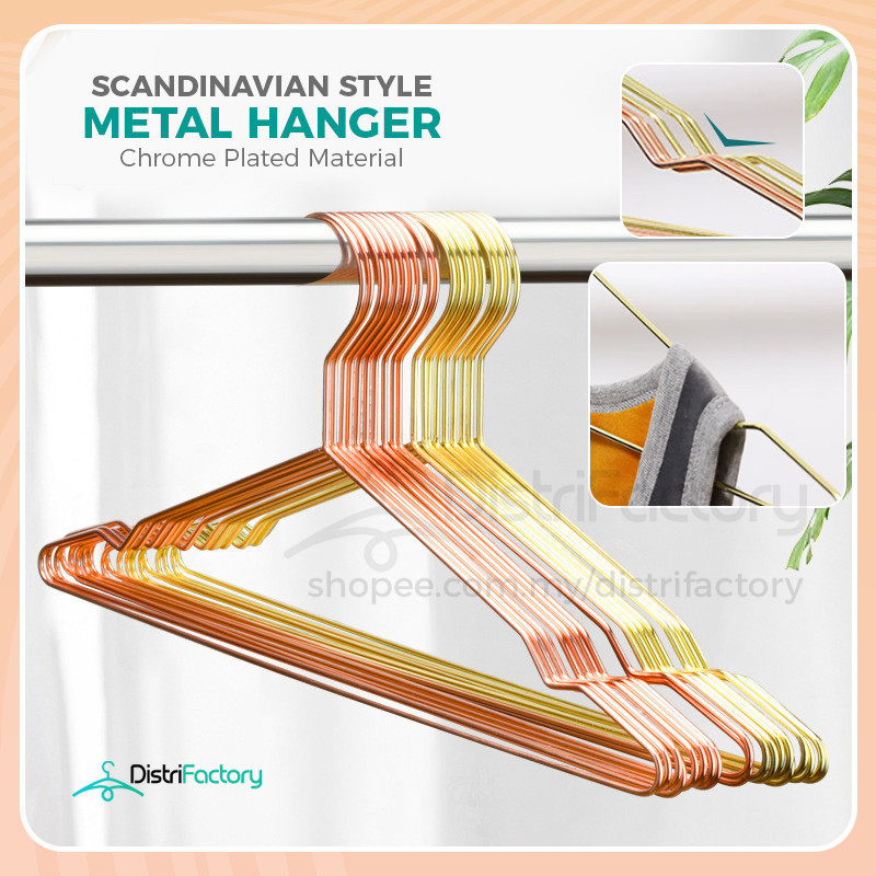 Golden Strong Wire Metal Hangers Luxury Clothes Hangers  Heavy Duty Coat Hangers Space Saving Closet