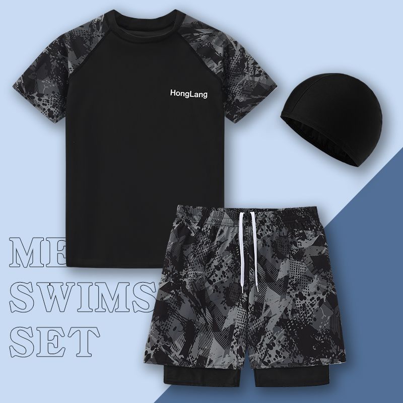 ชุดว่ายน้ำสูทผู้ชายสไตล์ใหม่ Anti-Embarrassment สำหรับคน:sizeใหญ่ - รูปที่ 5