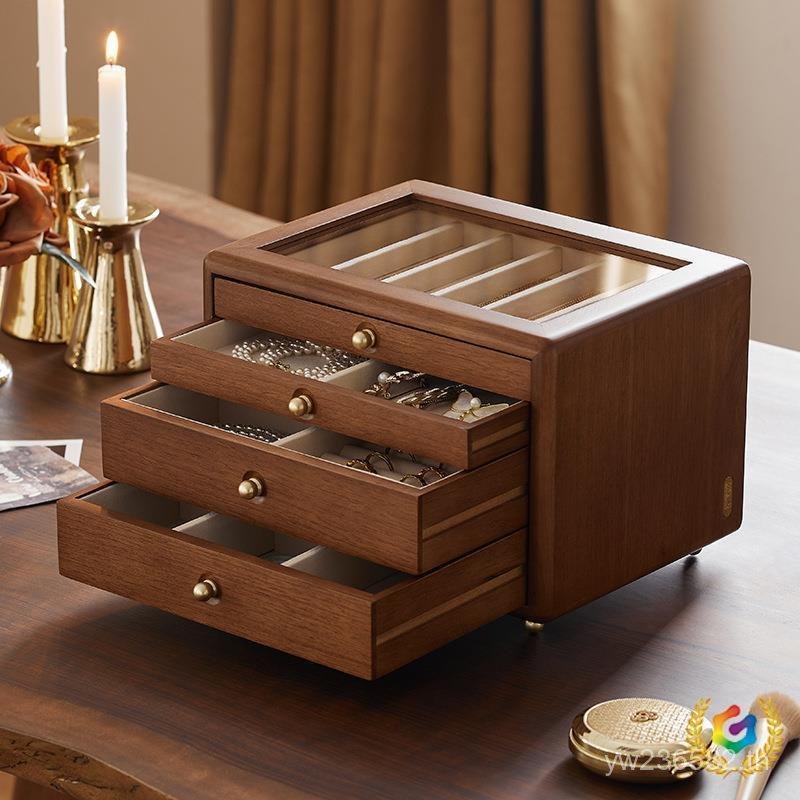 กล่องกล่องกล่องเครื่องประดับสร้อยคอต่างหู Anti-Oxidation กล่องเก็บเครื่องประดับไม้ไม้ขนาดใหญ่ความจุ 