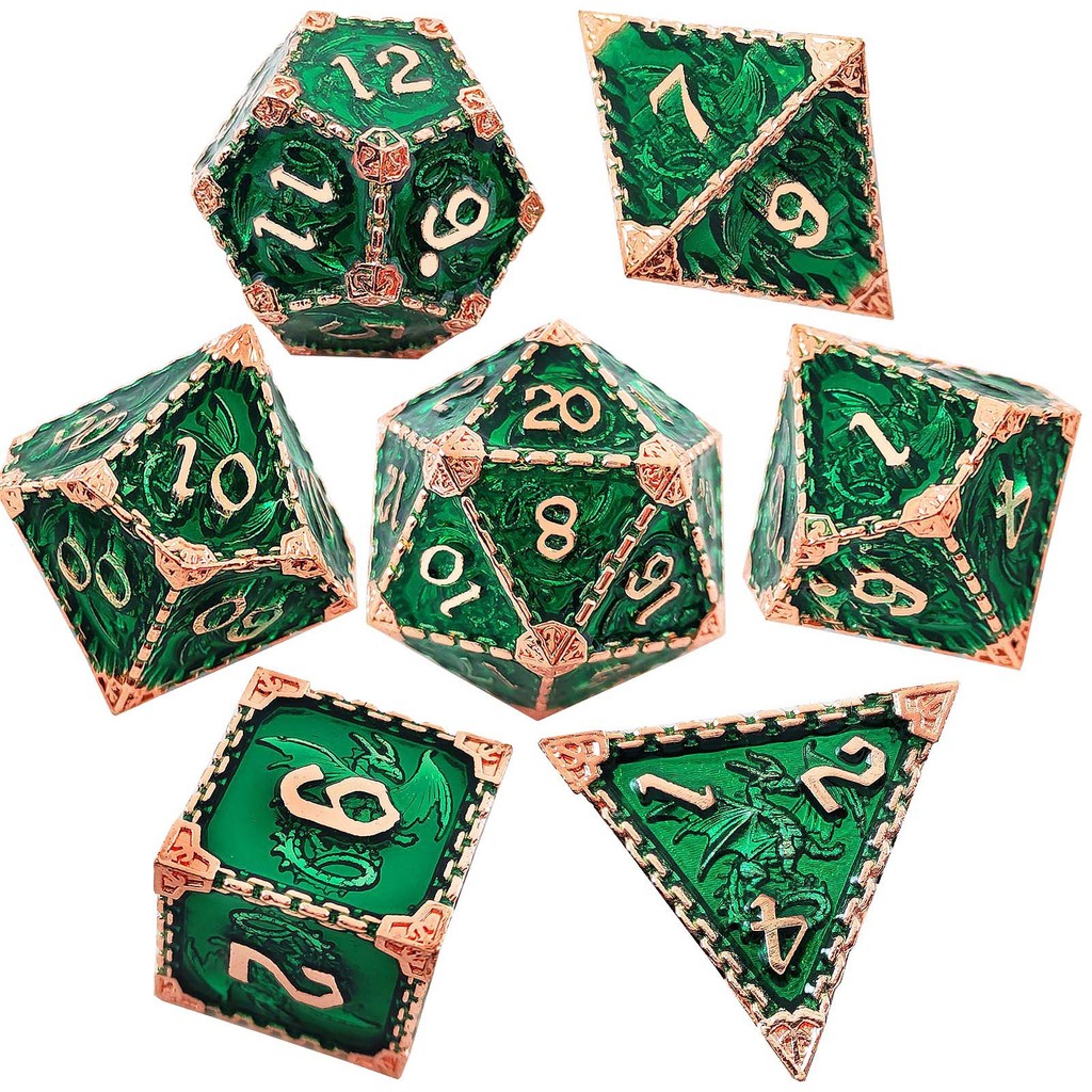 โลหะ DICE D20D6 Dungeon และ Dragon COC วิ่งทีม DND Cthulhu สีชุด TRPG Multi-Sided 7 เกมกระดาน DICE