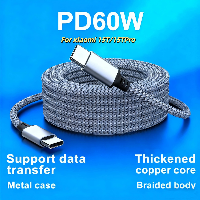PD 60W 3m 5m 8MประเภทCถึงType CสายCถึงCสายต่อสําหรับXiaomi 15T 15TProประเภทC Fastสายชาร์จ