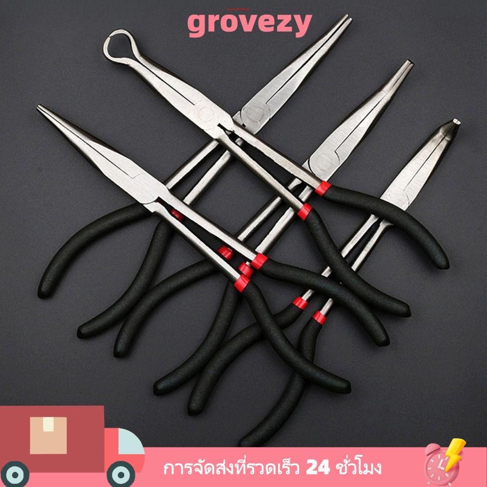 GROVEZY คีมจมูกยาว, 235/45/90 องศางอคีมตรงกันลื่น, มัลติฟังก์ชั่นด้ามยาวเหล็กคาร์บอนเครื่องมือซ่อมรถยนต์|วิศวกรวิศวกร ราคา ถูกที่สุด ดีลบีเคเค