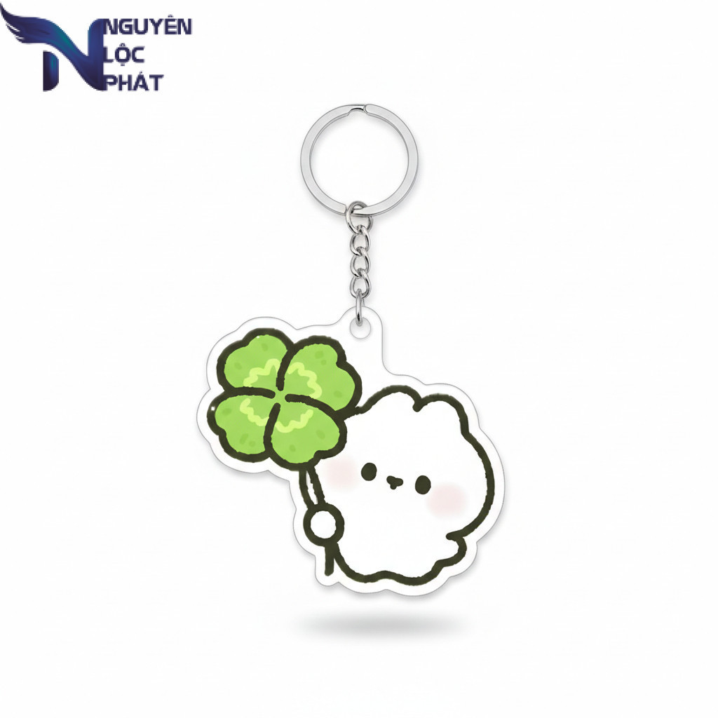 4 ใบ GRASS LUCKY RABBIT KEYCHAIN nlp