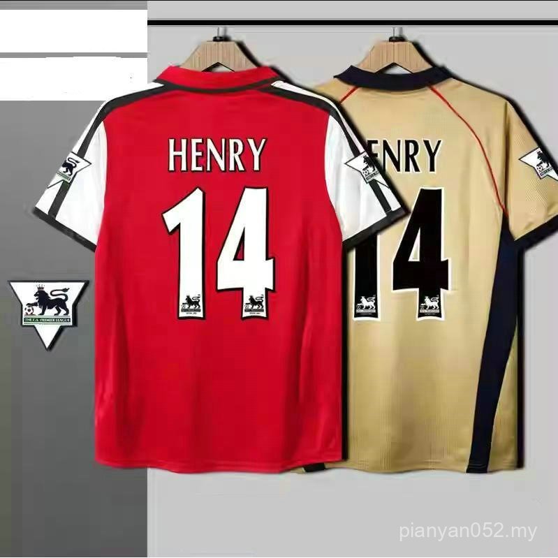 2001-2002 Retro Soccer Jersey Arsenal Home เสื้อฟุตบอล HENRY BERGCAMP คุณภาพสูงเสื้อยืดที่กําหนดเอง