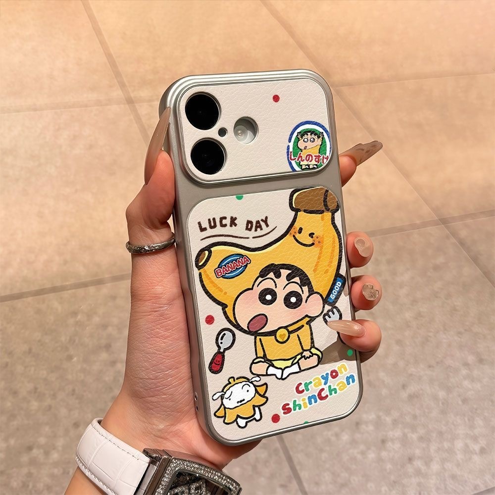 Kawaii Crayon Shin-chan Luck Day Lambskin TPU เคส iPhone, กันกระแทกป้องกันรอยขีดข่วนกันฝุ่น, เหมาะกั