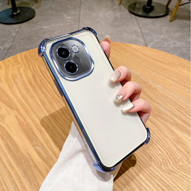 iqoo 13 case iqoo z9 5g เคส เหมาะสําหรับ vivoY500 สี่มุม Y78 + เคสโทรศัพท์ Y37 ชุบโปร่งใส Y400pro ยา