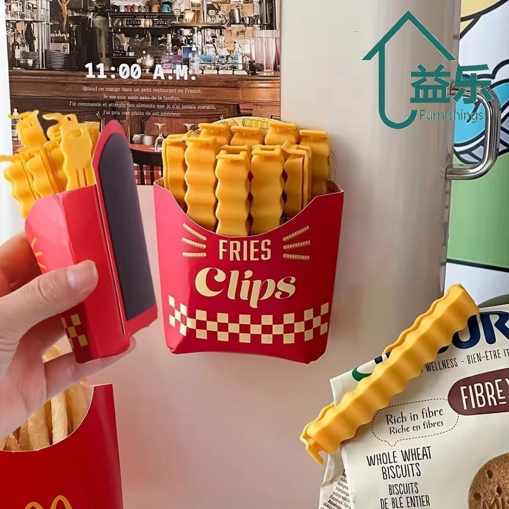 ANTINON 12 ชิ้นชุดภาษาฝรั่งเศสคํารูปทอดคลิปปิดผนึก, Reusable Potato Chip-Shaped Snack คลิปปิดผนึก, สติกเกอร์แม่เหล็กอเนกประสงค์ปรุงรส