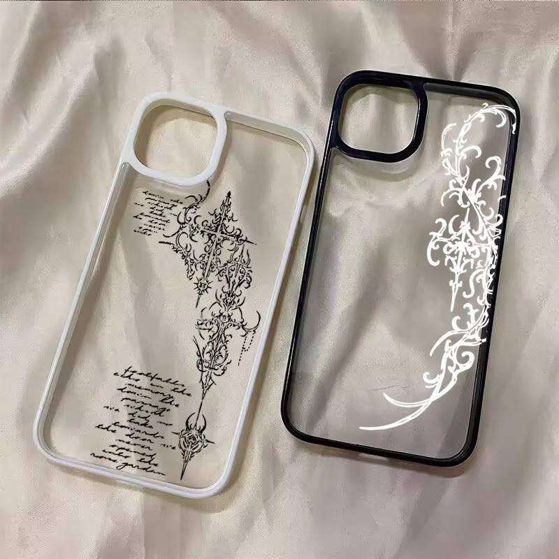 Gothic Cross Vine โปร่งใสเคสโทรศัพท์สําหรับ Samsung A06 A26 A55 A56 A35 A54 A36 A05S A15 A16 A12 A52 A34 5G A32 กันกระแทก
