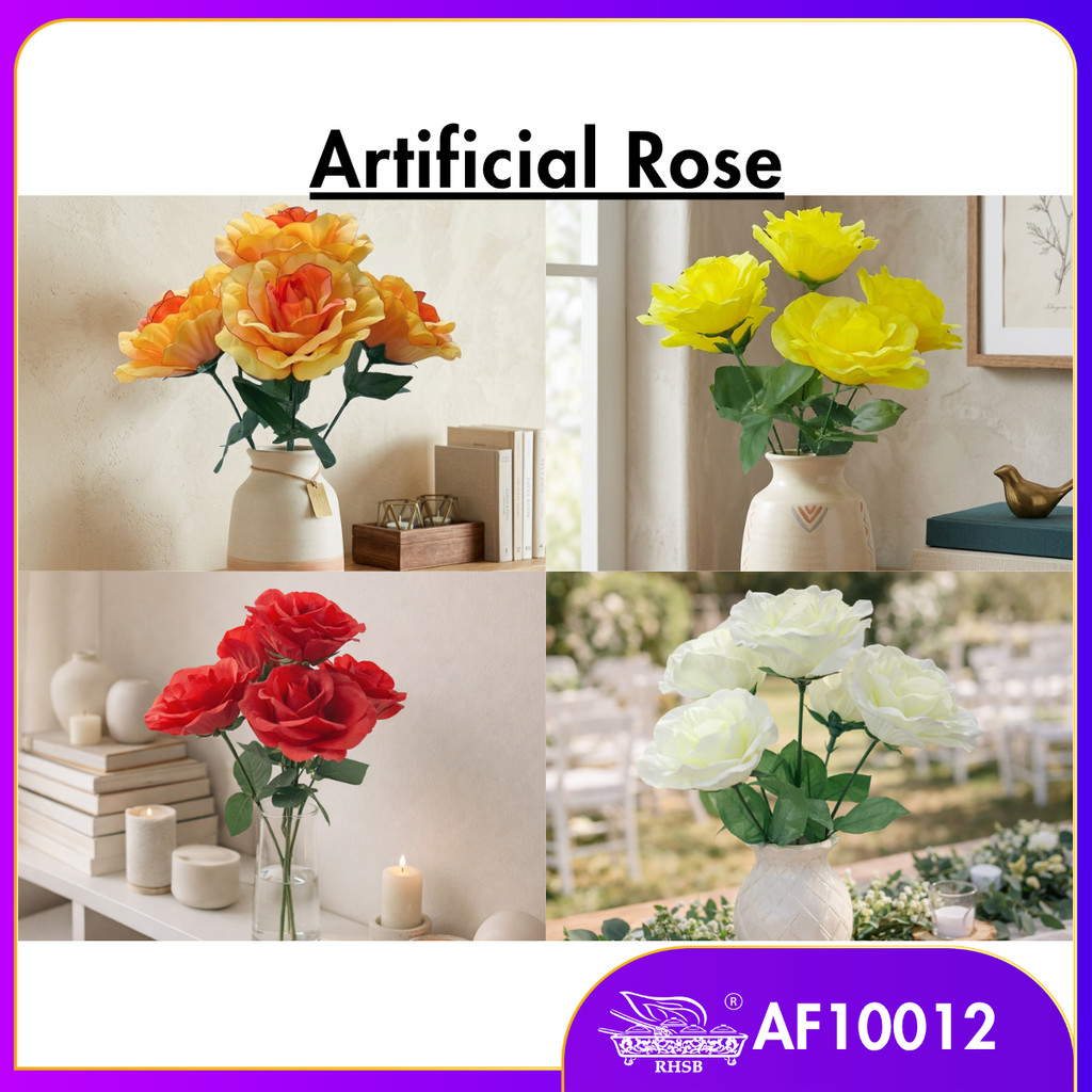 5 หัวศิลปะ ROSE/ HAND BOUQUET/ ROSE FLOWERS/ DECORATIVE FLOWERS/ ARTIFICIAL ROSE FLOWERS/ AF10012