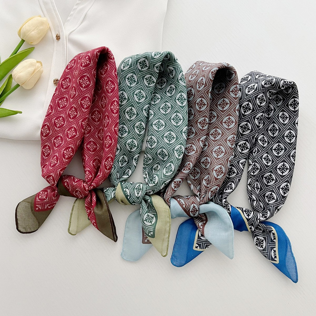 GUSIRI 2026 ผ้าพันคอสุภาพสตรีสไตล์ใหม่ Retro สีน้ําตาล Headscarf Travel Photo Wear