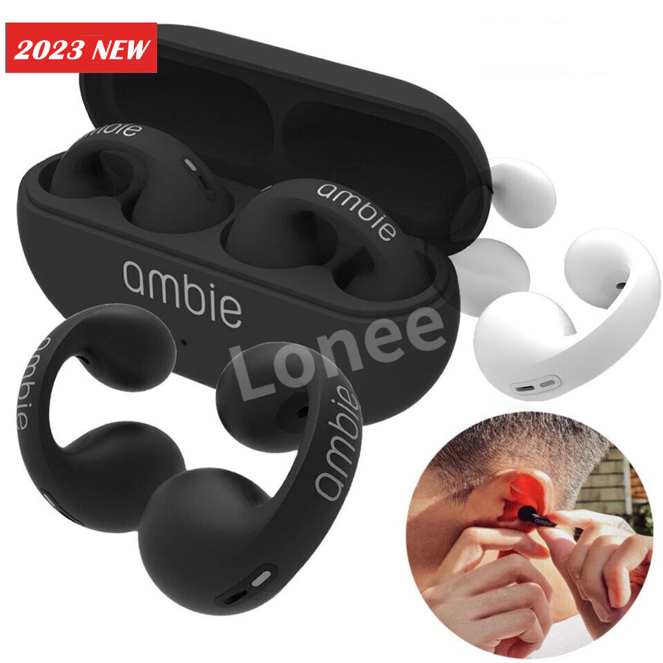 Lonee Bone Conduction ต่างหูประเภทหูฟังหูฟังเสียง Earcuffs หูฟังไร้สายบลูทูธ TWS Ambie ชุดหูฟังหูฟัง