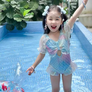BABY BEACH ส่งไว!! ชุดว่ายน้ำเด็กผู้หญิง ชุดนางเงือก ชุดว่ายน้ำเด็ก แฟชั่น🌴 มีไซส์ 90-120 ดีไซน์น่ารัก Y393