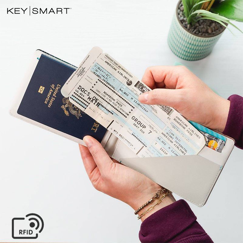 Keysmart กระเป๋าเงินและที่เก็บบัตร มัลติฟังก์ชัน ป้องกันการขโมยด้วยเทคโนโลยี RFID พร้อมช่องสำหรับปาก