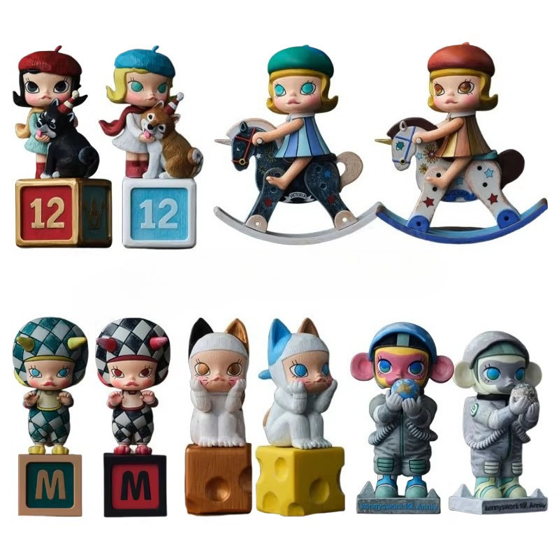 POPMART MOLLY Anniversary Sculpture Classic Return Series เครื่องประดับอินเทรนด์เล่นฟิกเกอร์ Mystery Box Gift