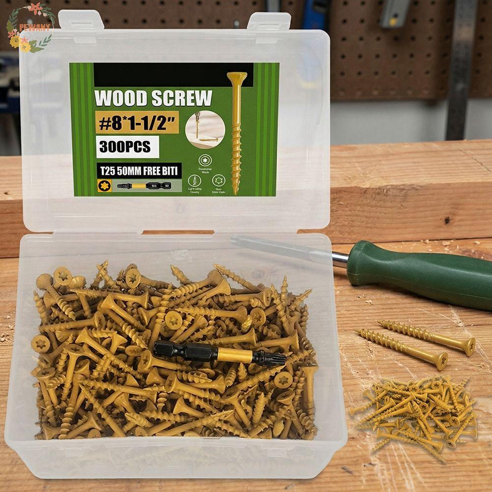 PEWANY สกรูดาดฟ้า, T 25 Star Drive Imperial Self-Drilling Wood Screw, Countersunk Epoxy Coated Rust 