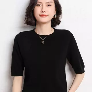 เสื้อยืดไหมพรมแขนสั้น สีพึ้นเรียบง่าย ผ้านุ่มใส่สบาย แมตช์ง่ายใส่ได้ทุกโอกาส-พร้อมส่งจากไทย-รุ่น88027