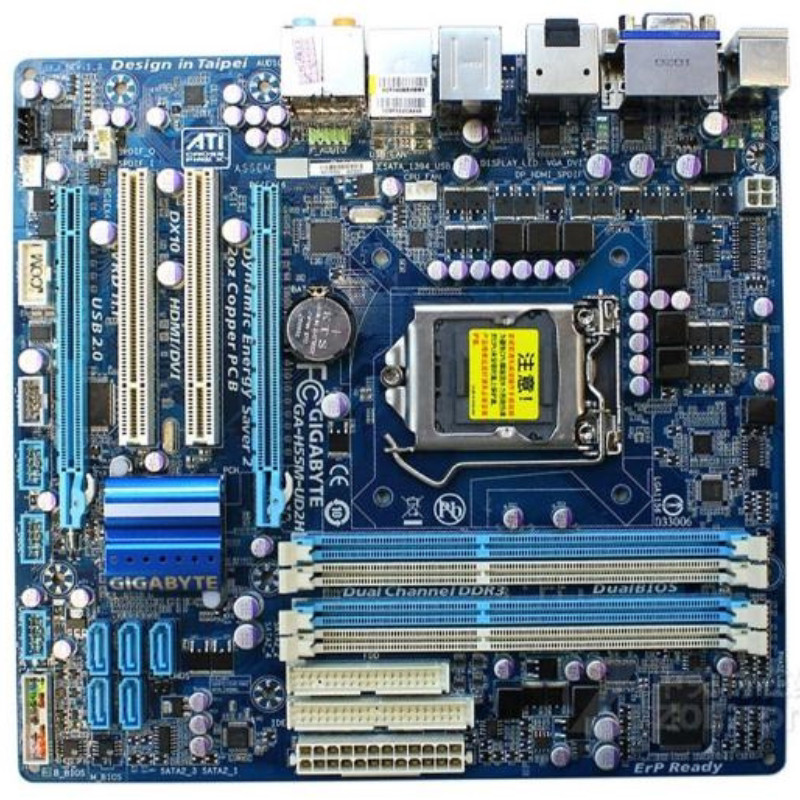 ใหม่ 1156-เข็ม Gigabyte GA-H55M-UD2H เมนบอร์ด H55 VGA DVI HDMI DP DDR3