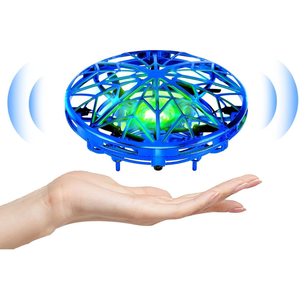 Kizplays Mini UFO Drone รีโมทคอนโทรลเที่ยวบิน Drone ไฟ LED เซ็นเซอร์อินฟราเรดรีโมทคอนโทรลชาร์จเที่ยว