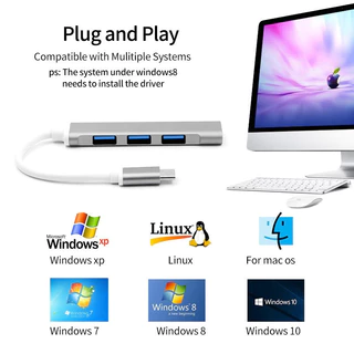 USB HUB ความเร็วสูง 4 พอร์ตฮับ USB 3.0 Type-C HUB Adapter สำหรับ PC / อุปกรณ์เสริมคอมพิวเตอร์
