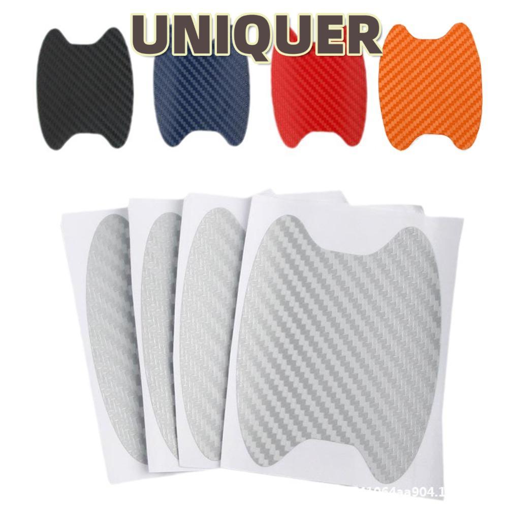 UNIQUER ยูนิเคร์ สติกเกอร์มือจับประตูรถยนต์ 4 ชิ้น, ฟิล์มป้องกันรอยขีดข่วนกันน้ํา, ฝาครอบกันรอยขีดข่วนคาร์บอนไฟเบอร์