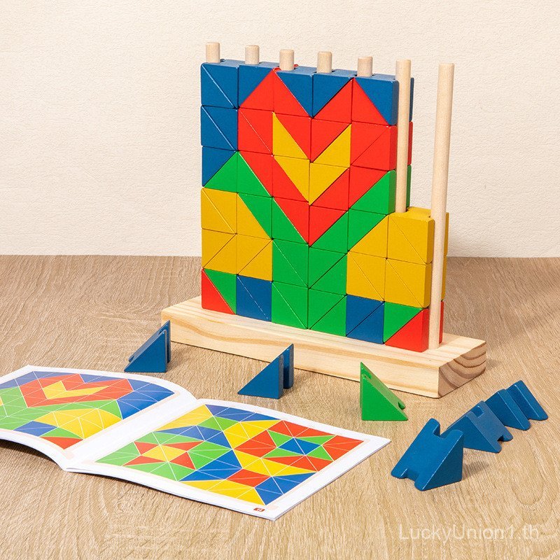 CPC เด็ก Rainbow สามเหลี่ยมรูปร่างบล็อกอาคารเด็ก Montessori Early Education ปริศนารอบการจับคู่ชุดคอล