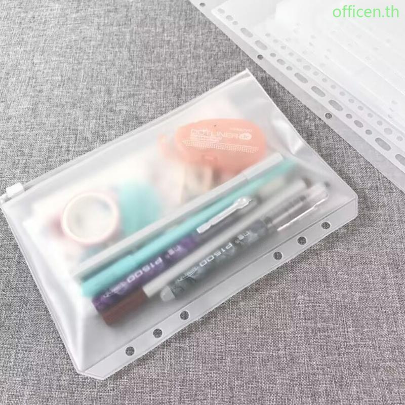 Cen 6 Hole Punched Pocket 6 Holes Budget Cash Envelope Clear Money Bag โฟลเดอร์ใส่