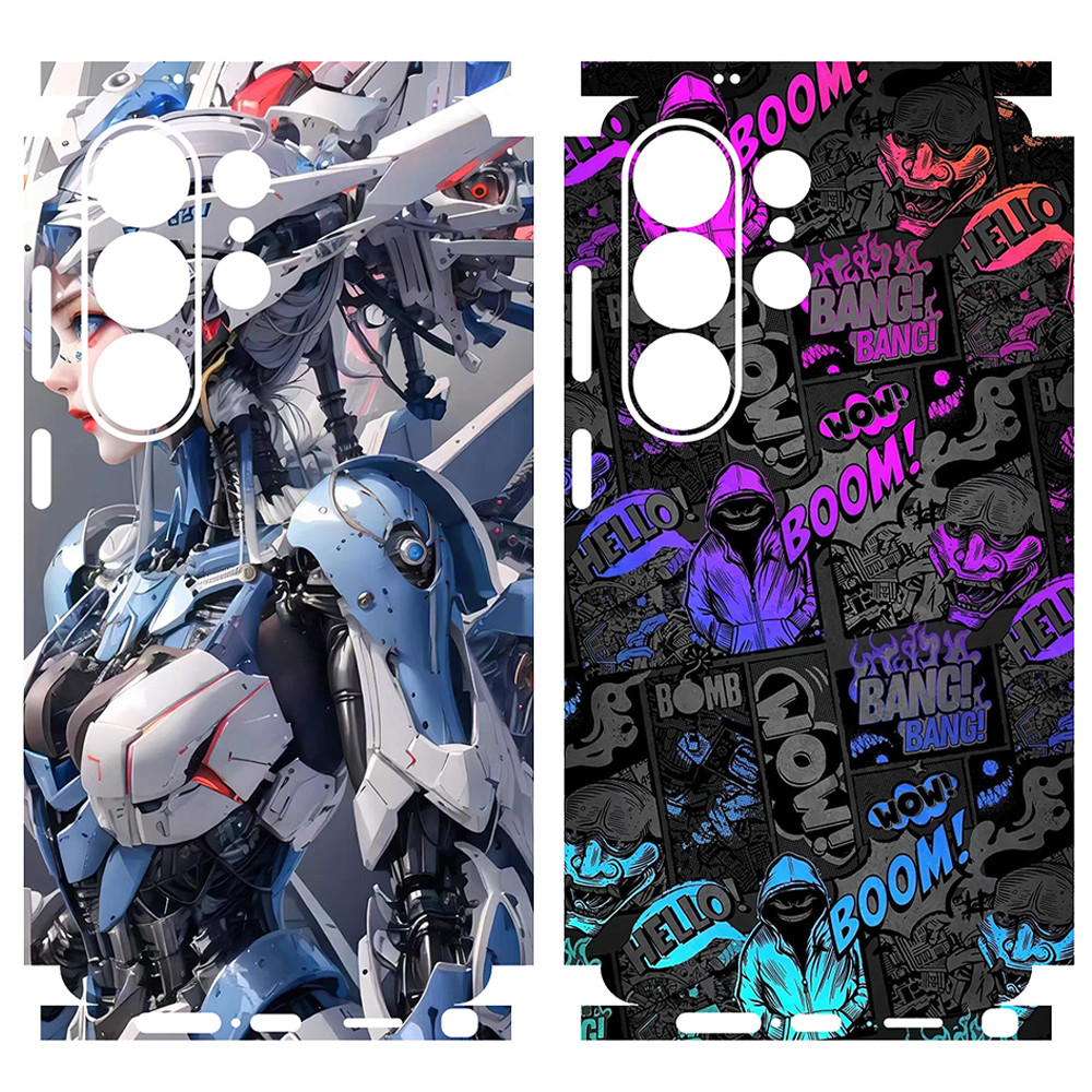 สีสัน Mecha Decal ผิวสําหรับ Samsung Galaxy S26 S25 S24 S23 S22 Ultra Plus กลับป้องกันหน้าจอฟิล์มสําหรับ S26 + สติกเกอร์