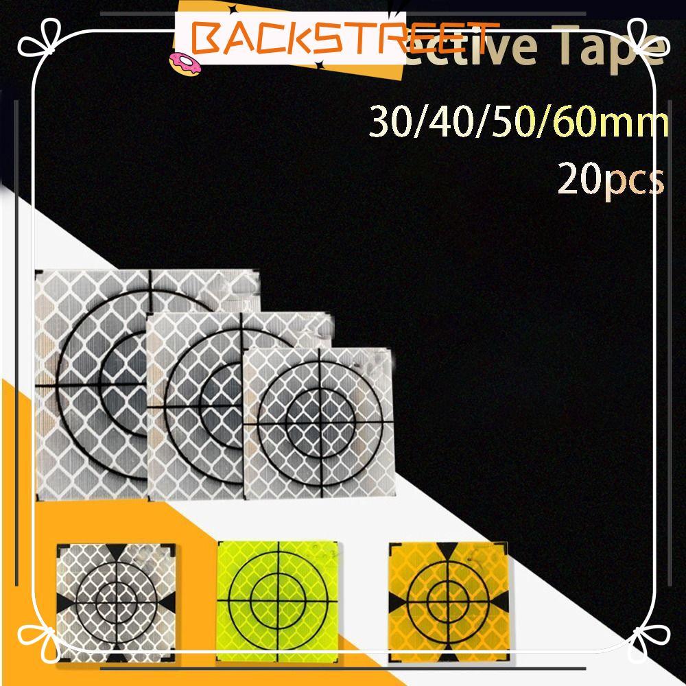 BACKSTAGE 20pcs Reflector Sheet ทนทาน Target Total Station 30/40/50/60 มม.สติกเกอร์สะท้อนแสง – โปรปัง