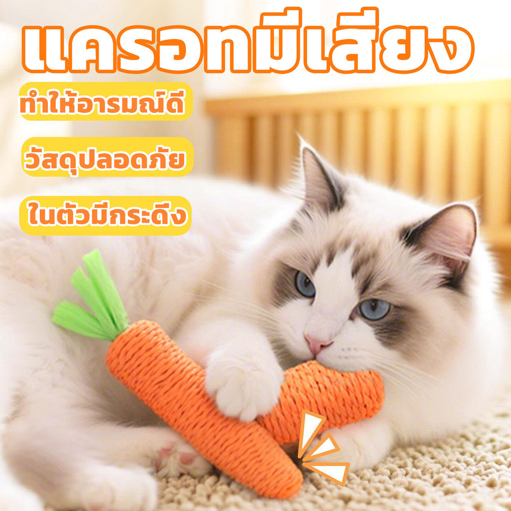 ของเล่นแมว แครอทเชือก มี 2 ขนาด ลับเล็บแมว ขัดฟันแมว ของเล่นสำหรับแมว