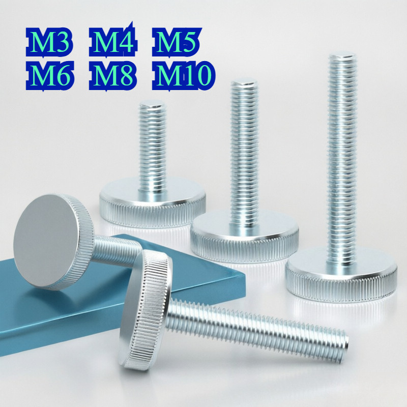 GB835 สังกะสีหัวแบน knurled สกรูมือหัวกลมขนาดใหญ่บิดมือแน่นปรับ bolt M3M4M5M6M8M10 CL