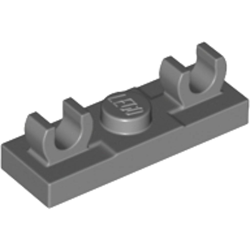 Brick2cube Part - Plate, Modified 1 x 3 with 2 Open O Clips on Top - 79987