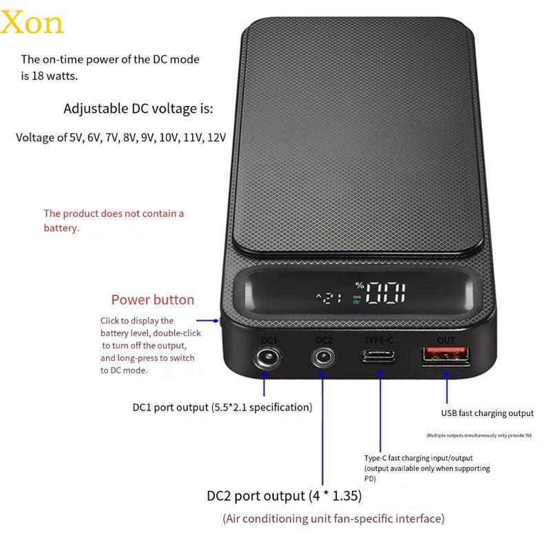 Xon 18650 Holder Adjustable DC5V-12V PowerBank Case for Electronics