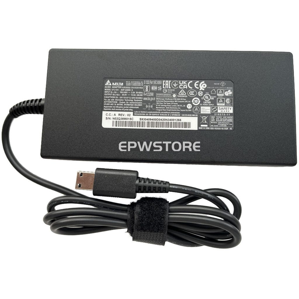 DELTA 20V 12A 240W AC Adapter Charger สําหรับ MSI Stealth A16 AI + A3XWIG Copilot + PC