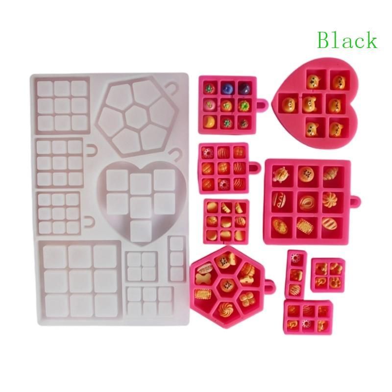 สีดํามินิตารางออกแบบซิลิโคนหัตถกรรมแม่พิมพ์เกรด Miniature ของเล่นถาดแม่พิมพ์สําหรับ Handmade เรซิ่น 