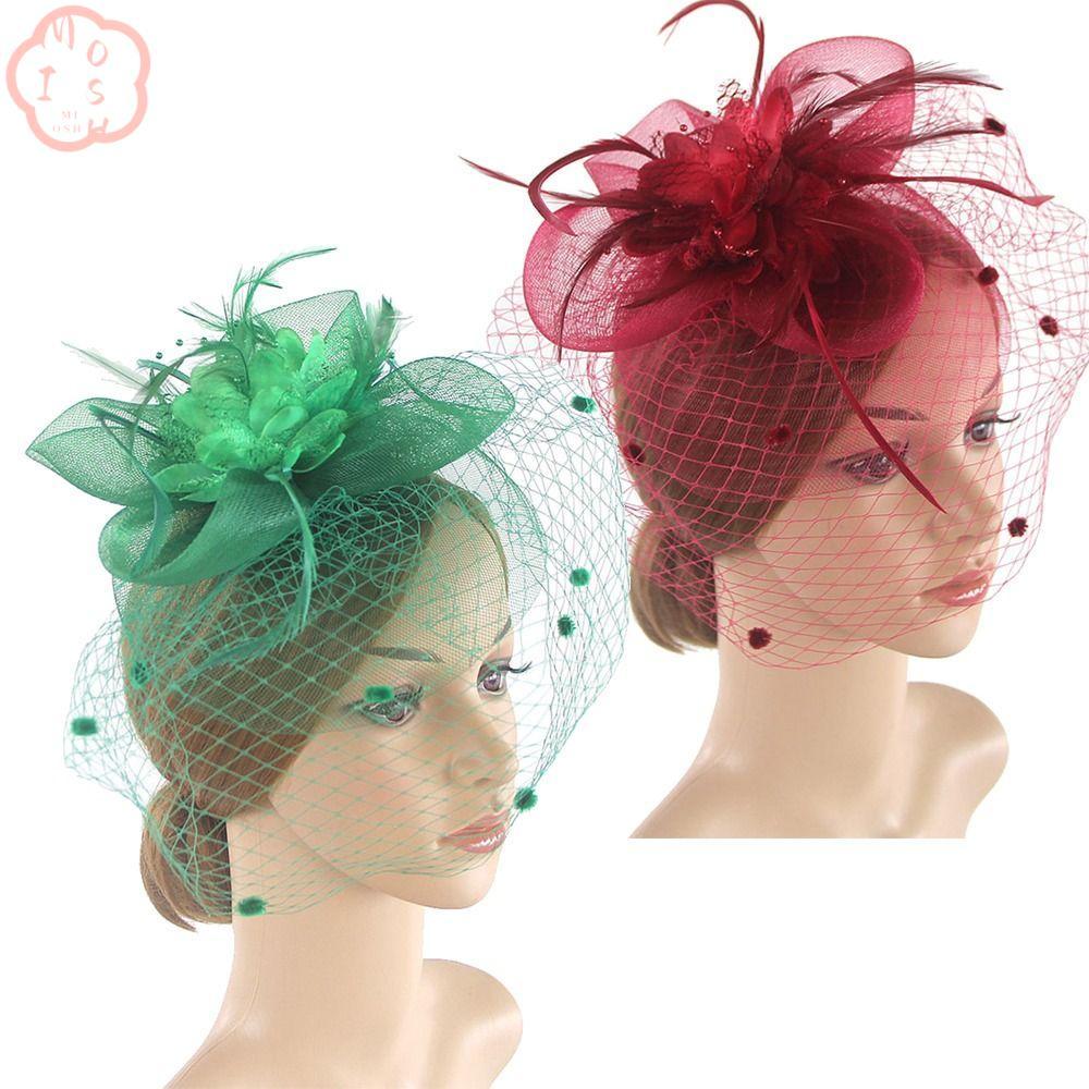 MIOSHOP Fascinators & Retro Hairclip สำหรับงานแต่งงาน ออกแบบดอกไม้ตาข่าย สไตล์เจ้าสาว