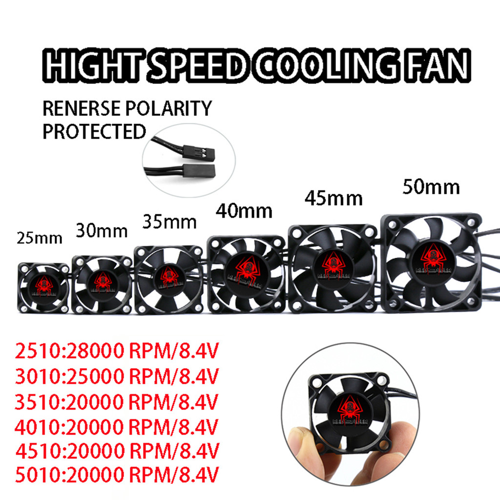 25/30/40/50 มม.RC พัดลม 5-12V DC 16380RPM ความร้อนสูง Wind Rapid Cooling Futaba ปลั๊ก 30/60/120/150A ESC 36/42 มม.มอเตอร์รถ Part