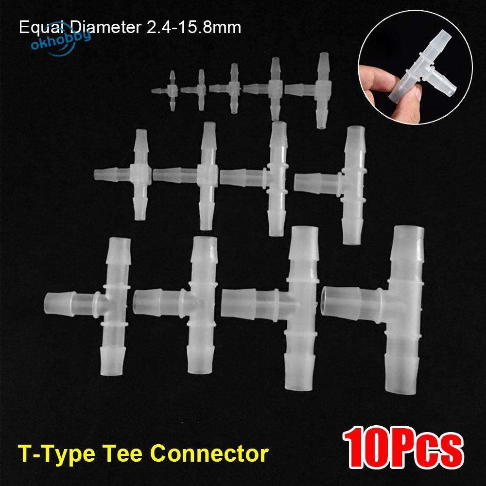okhobby 10 ชิ้น 3 Way Connector, Equal เส้นผ่านศูนย์กลาง PP PE T-Type Tee Connector, นุ่ม 1.6-15.8 ม