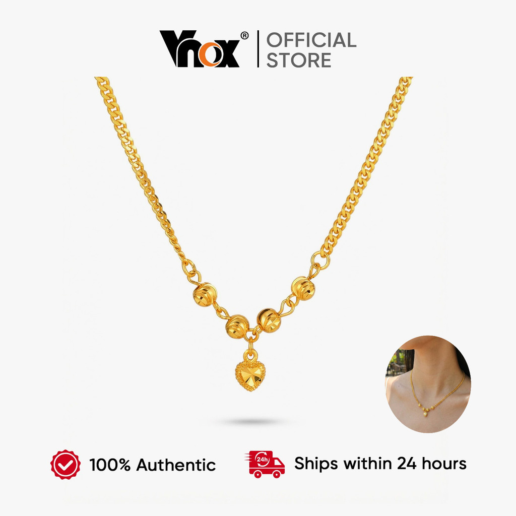 VNOX วีน็อกซ์ สร้อยคอเสน่ห์หัวใจชุบทอง ของขวัญสำหรับแม่และคนที่คุณรัก