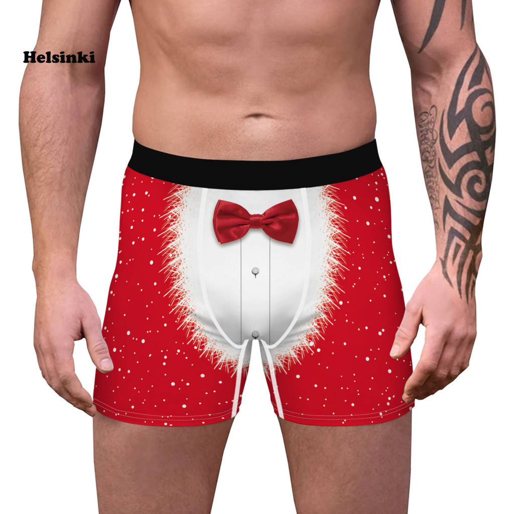 HLS Men Boxers 3D Print Festive Comfy Men Underpants