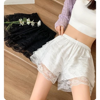 ในสต็อก🎀กางเกงเลกกิ้ง ขาสั้น ห้าชั้นลูกไม้ ผ้าเนื้อยืดเยอะ ใส่สบายไม่คัน กางเกงในป้องกันการล้วง