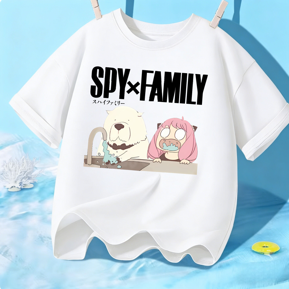 Spy Family Kids T-shirt 100% Cotton Round Neck Short Sleeve Fashion Tshirt
