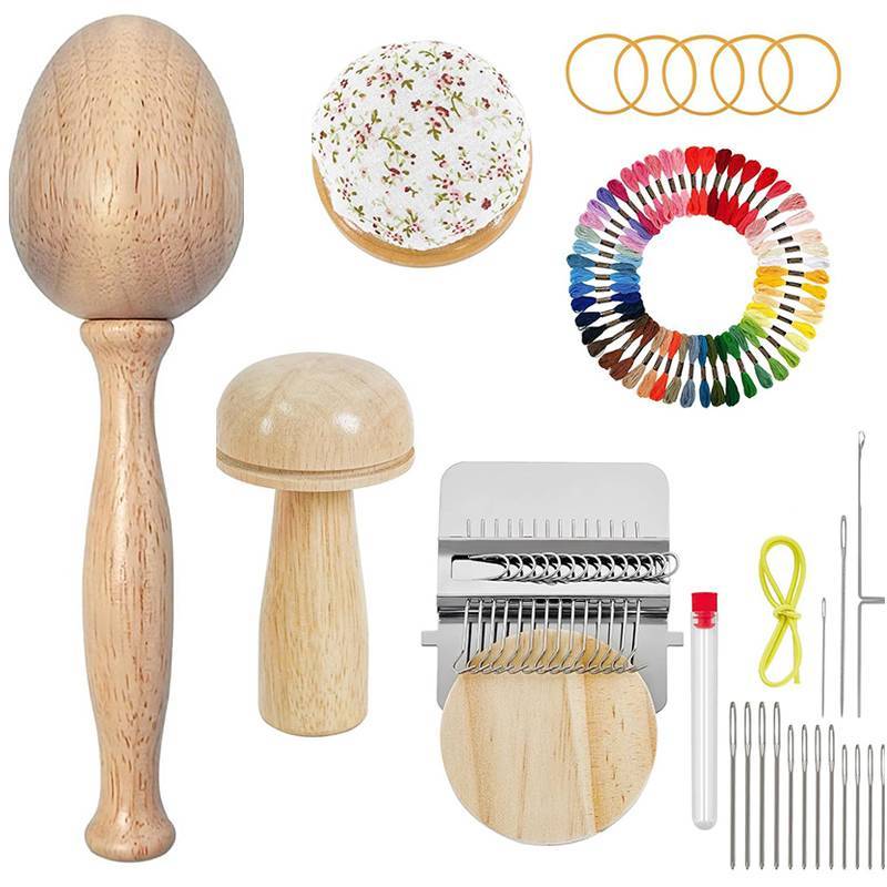 [TSST] Mini Darning Loom,Mushroom Knit Patch Kit 14 Hooks Small Weaving Loom 14 ชิ้นเข็มตาขนาดใหญ่ 5