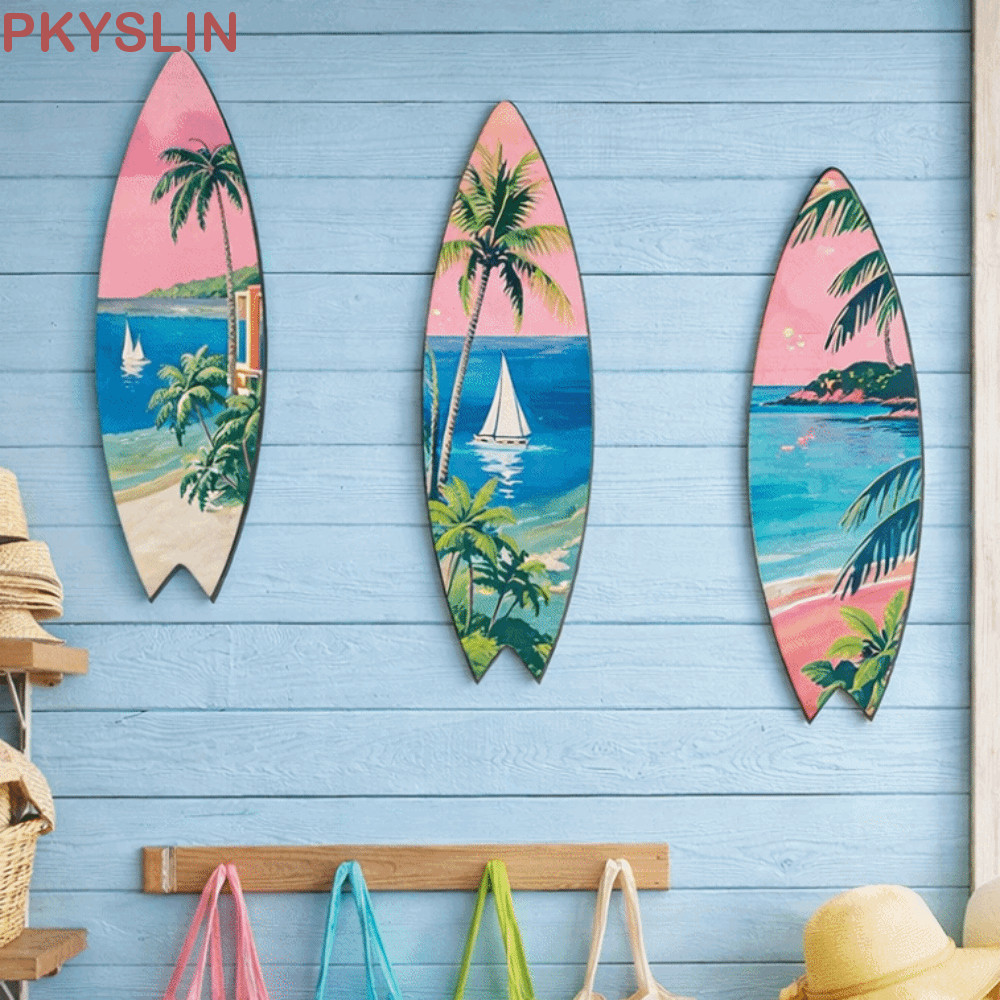 PKYSLIN Beach Surfboard Decor, Handcrafted Retro Surfboard แขวนผนัง, Ocean Themed ฤดูร้อน Beach Them