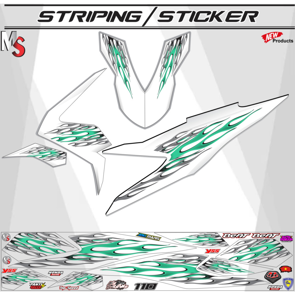 BEAT DELUXE VINYL VARIATION STICKERS ใหม่ CUSTOM STRIPING MS007 BEAT DELUXE MOTORCYCLE STICKERS